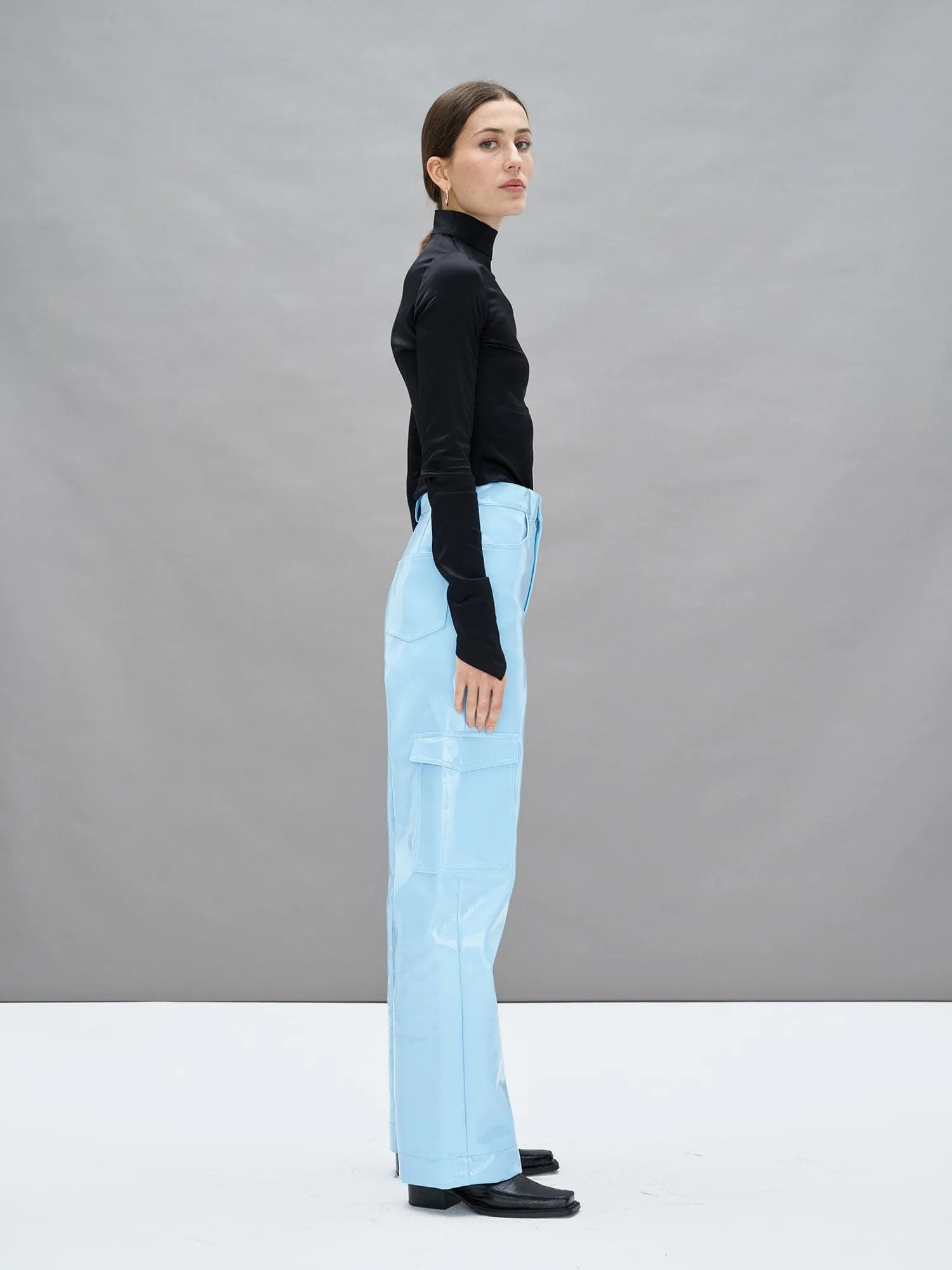 HEALY - Pantalon cargo en vinyle Bleu