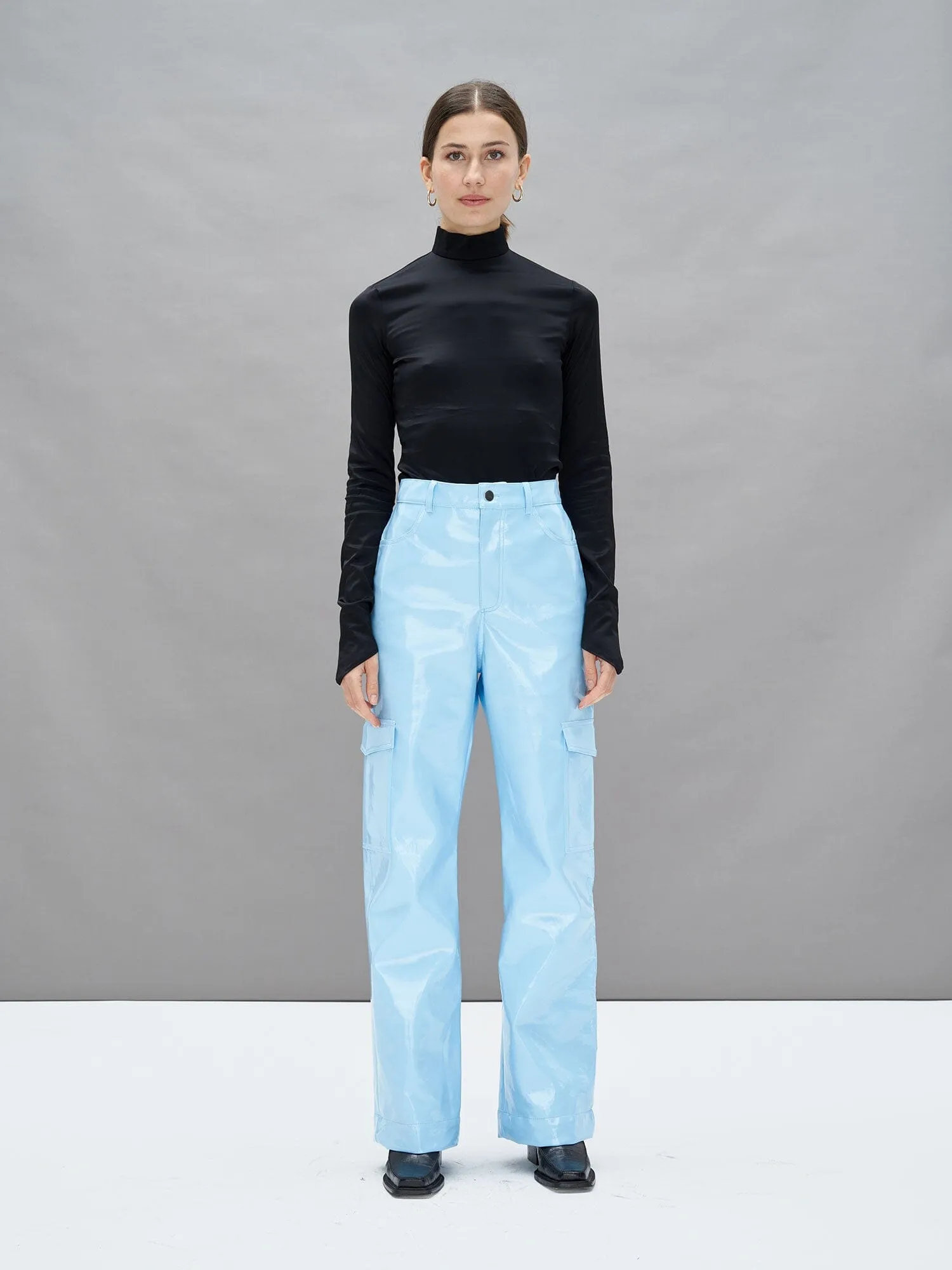 HEALY - Pantalon cargo en vinyle Bleu