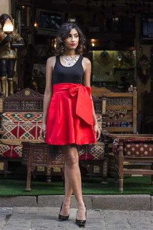 High-waist pleated A-line Skirt