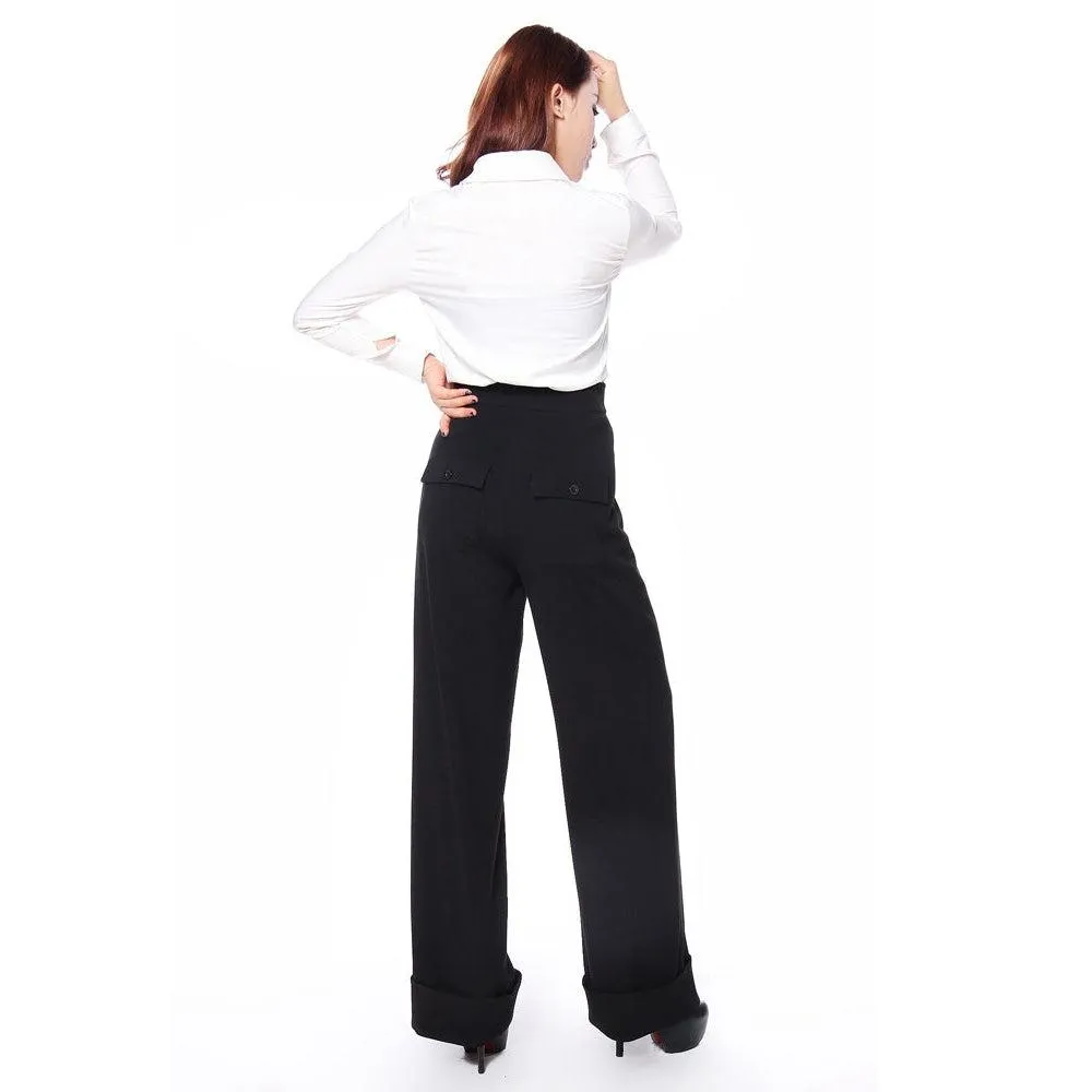 Ingrid 40's High Waist Pants in Black