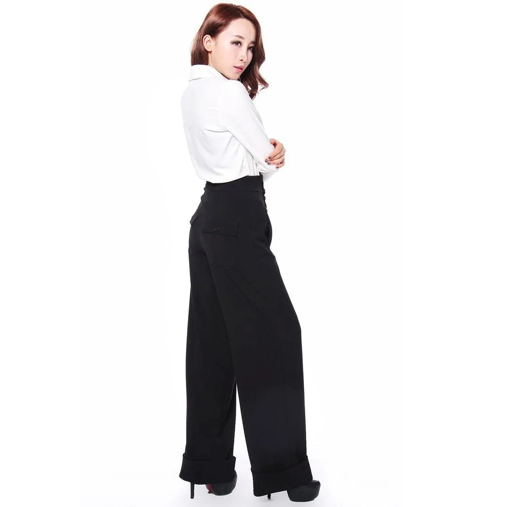 Ingrid 40's High Waist Pants in Black
