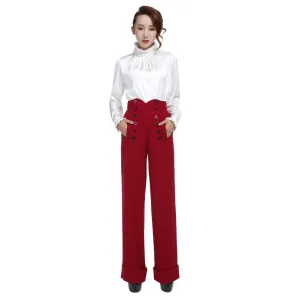 Ingrid 40's High Waist Pants in Red