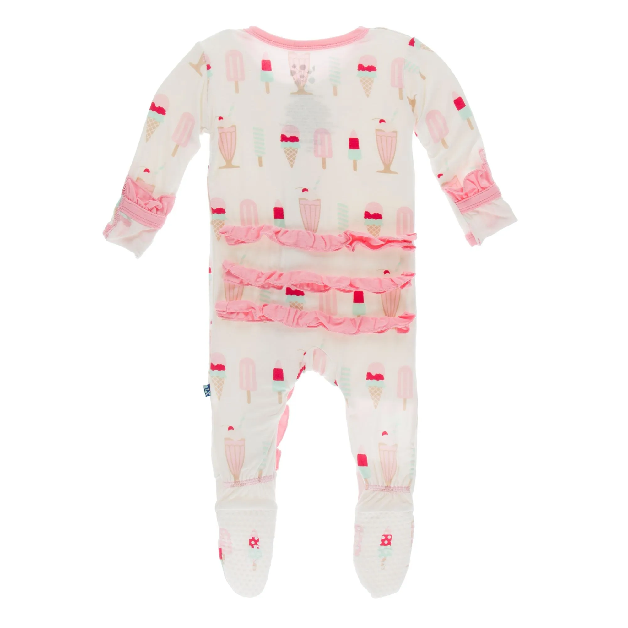 KicKee Pants Natural Ice Cream Shop Classic Ruffle Footie with Zipper