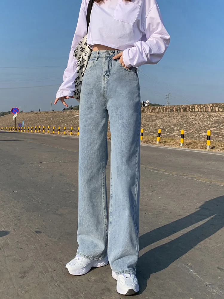 KittenAlarm - High Waist Wide Leg Loose Jeans Pants