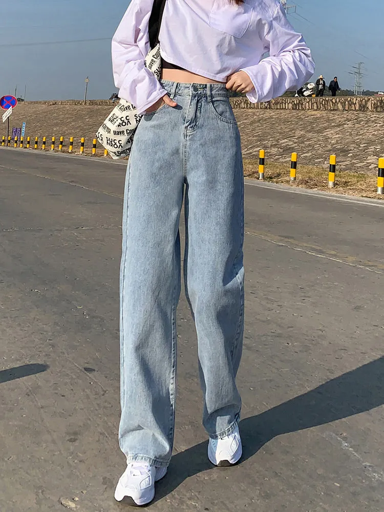 KittenAlarm - High Waist Wide Leg Loose Jeans Pants