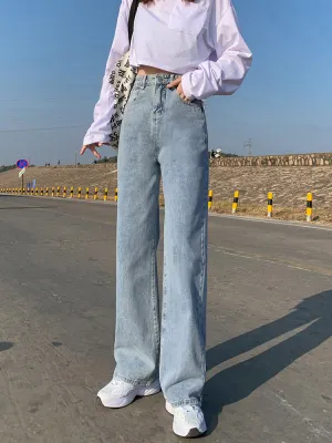 KittenAlarm - High Waist Wide Leg Loose Jeans Pants