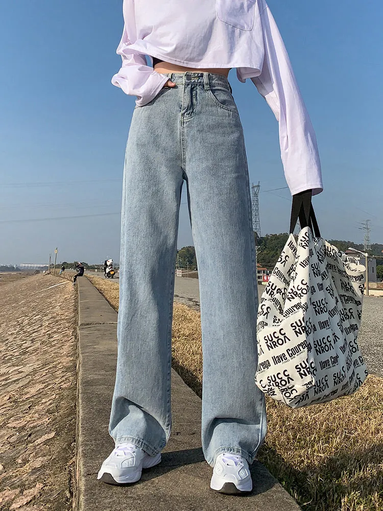 KittenAlarm - High Waist Wide Leg Loose Jeans Pants