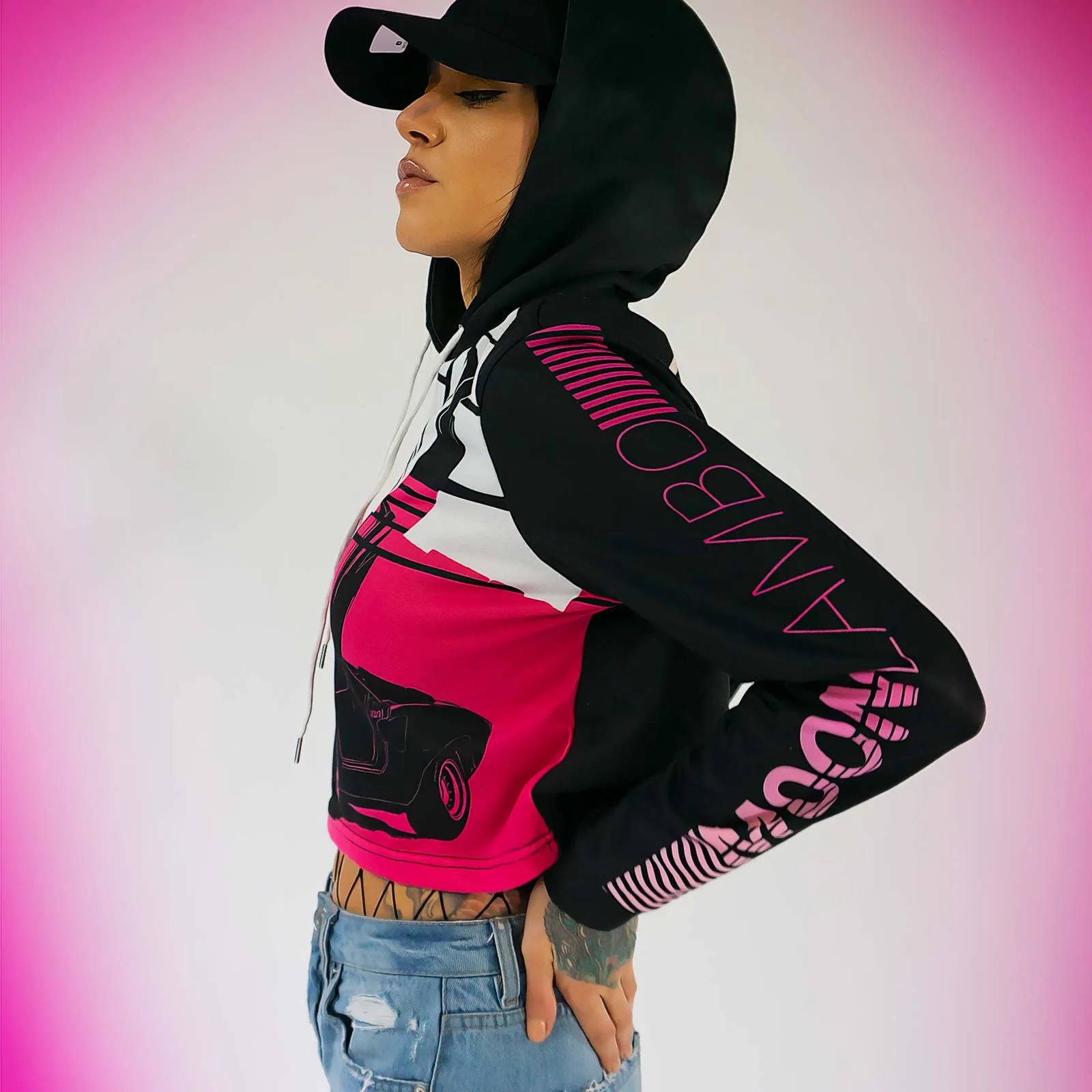 Ladies ML RetroWave Cropped Hoodie
