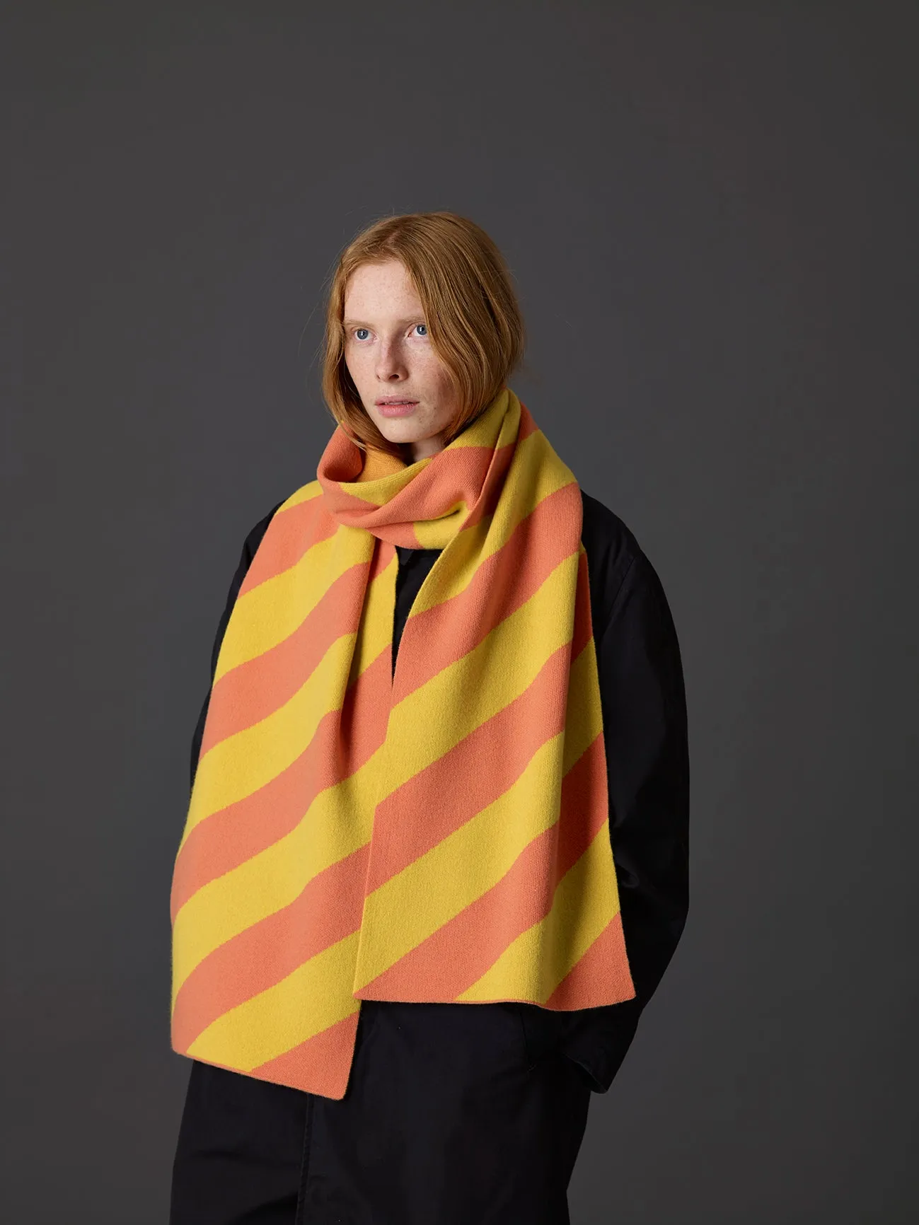 Large Diagonal Stripe Scarf Cossack & Black Sample Sale