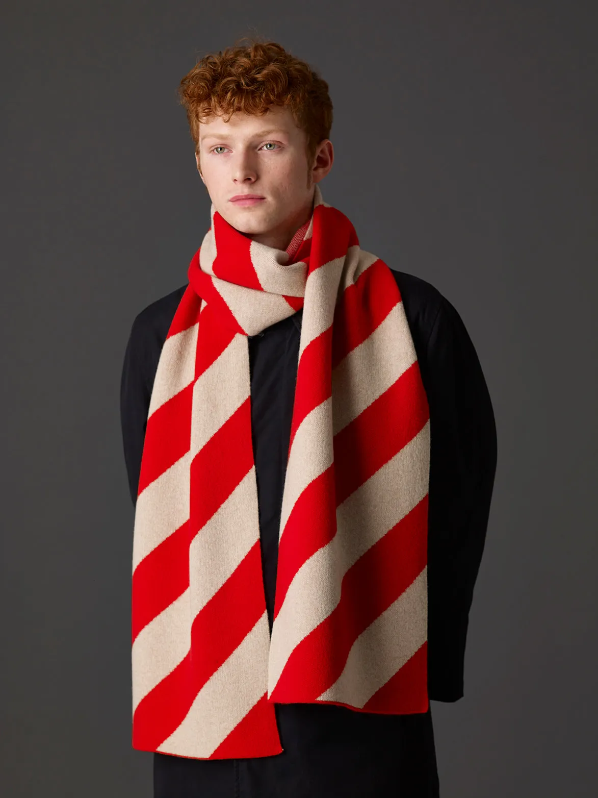 Large Diagonal Stripe Scarf Cossack & Black Sample Sale
