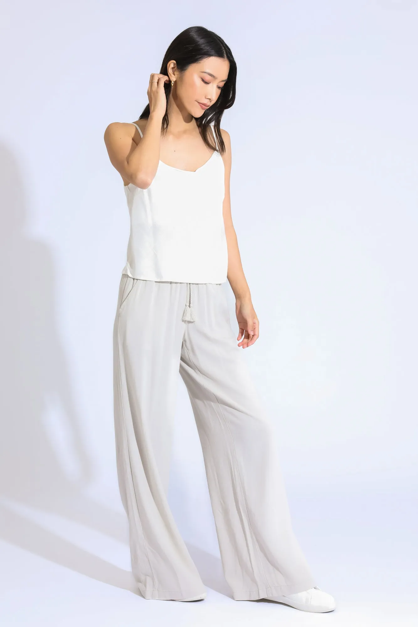 LUNA BOARDWALK WIDE LEG PANT - LIGHT SAND