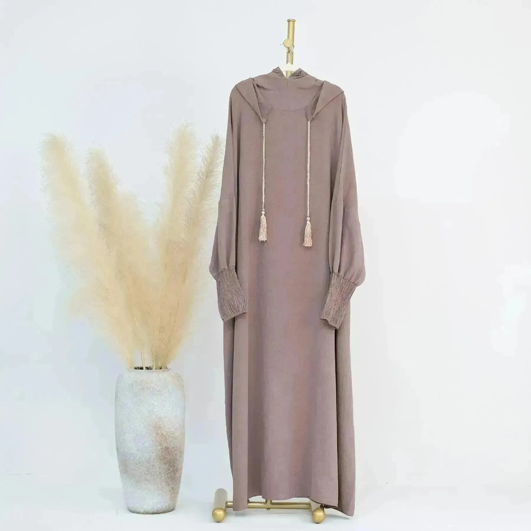 Middle East Dubai Turkey Solid Color Dress