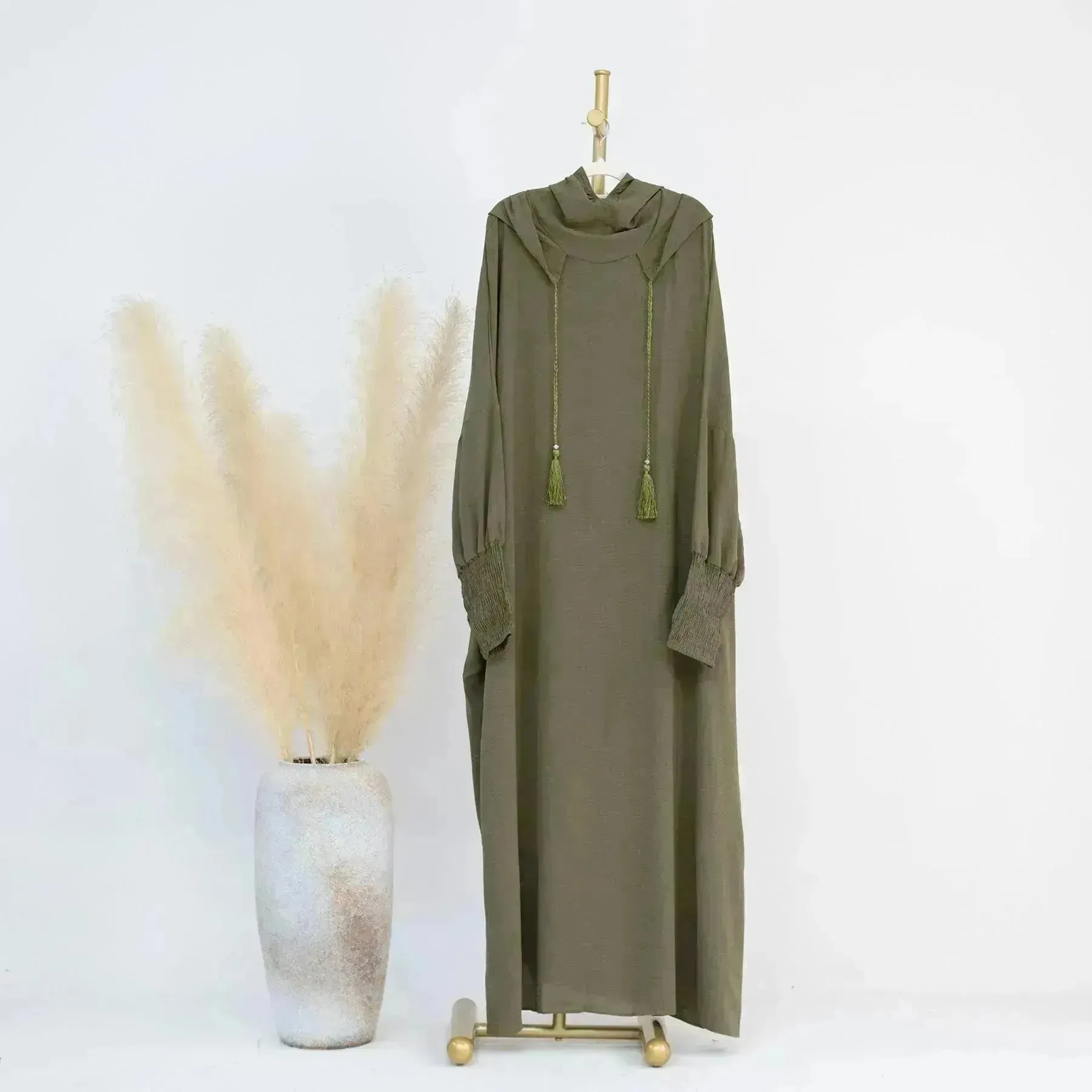 Middle East Dubai Turkey Solid Color Dress