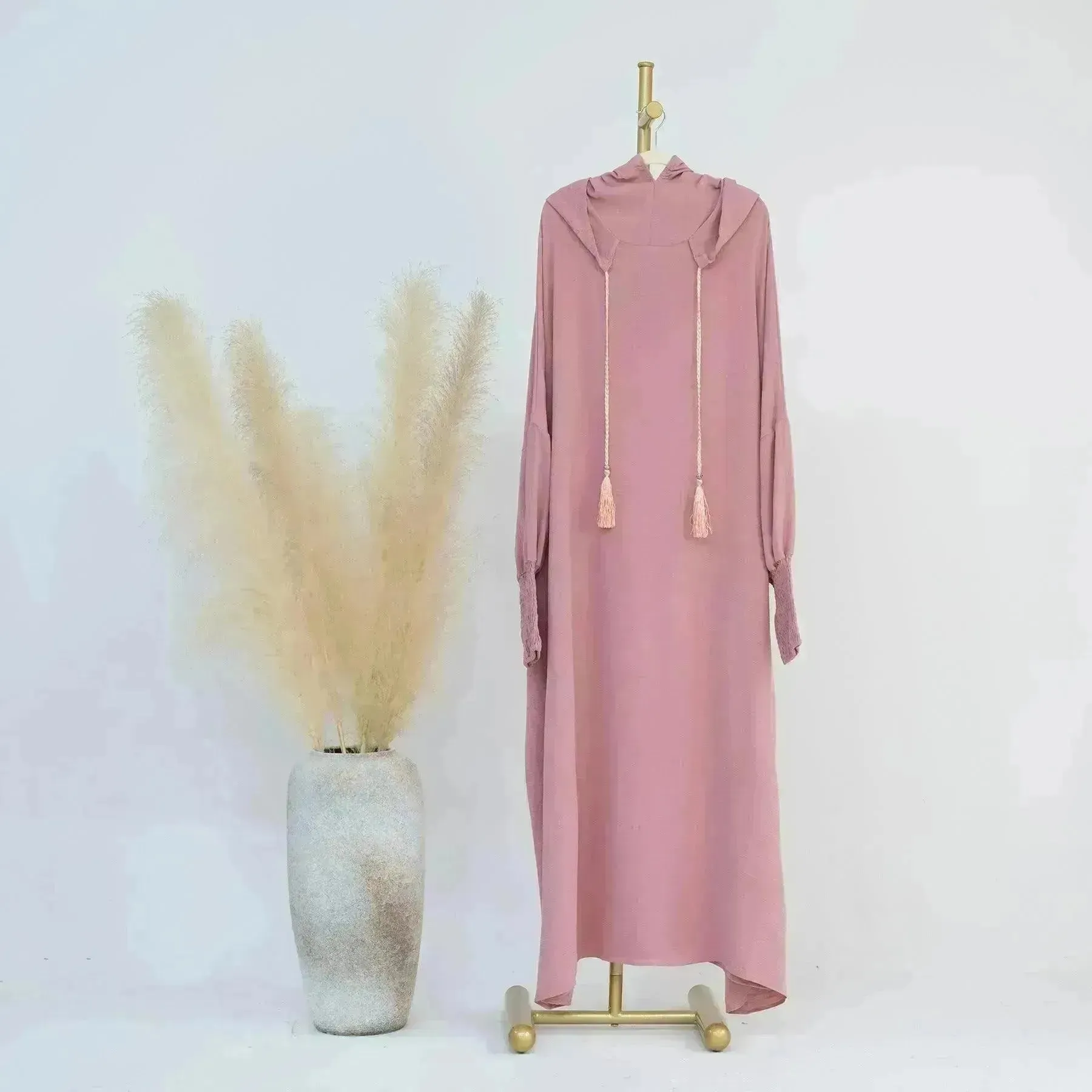 Middle East Dubai Turkey Solid Color Dress
