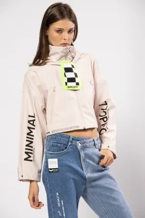 Natural cropped vinyl jacket | MINIMAL JACKET
