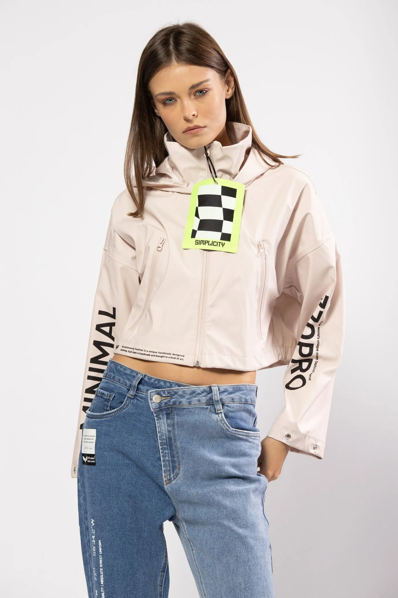 Natural cropped vinyl jacket | MINIMAL JACKET