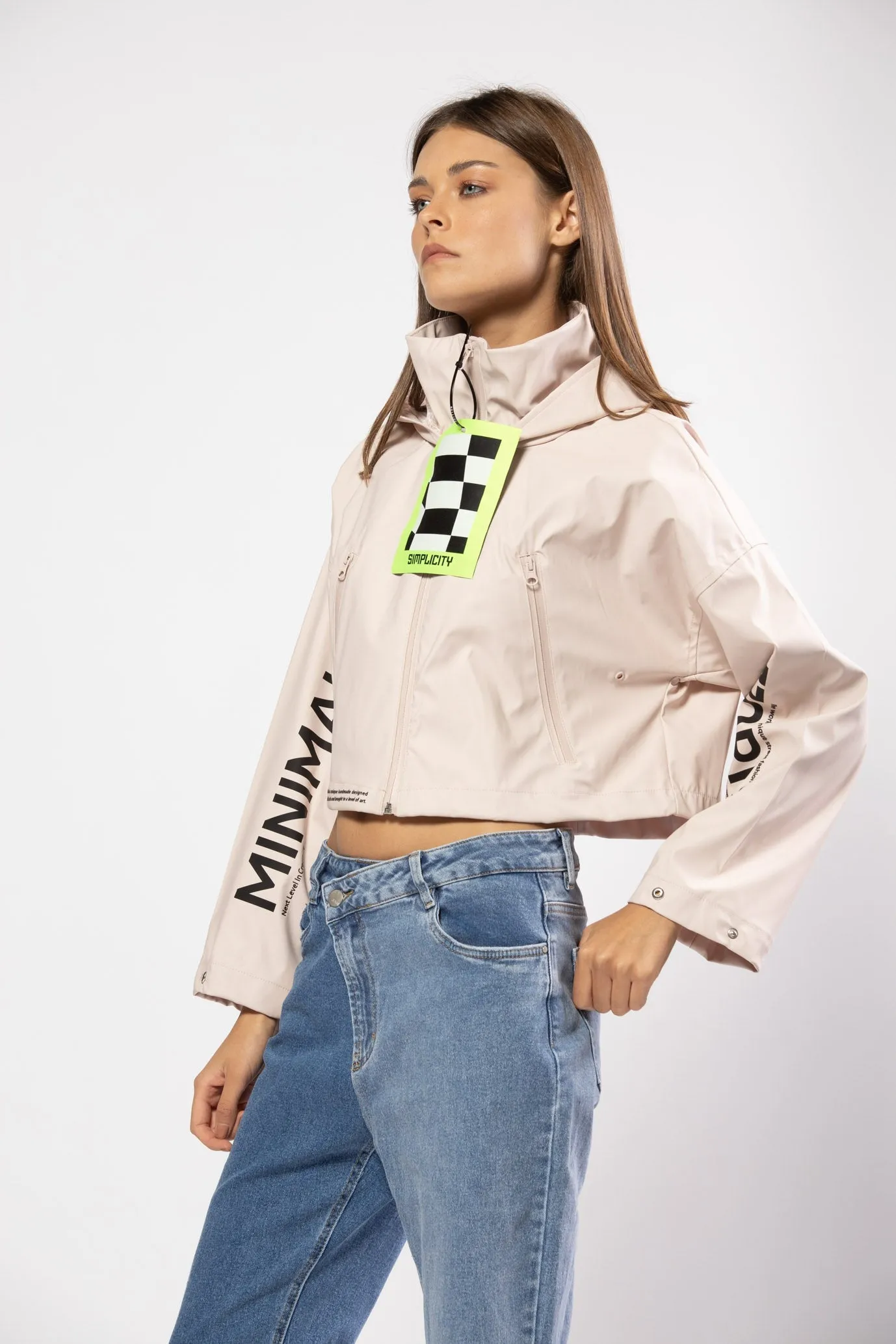Natural cropped vinyl jacket | MINIMAL JACKET