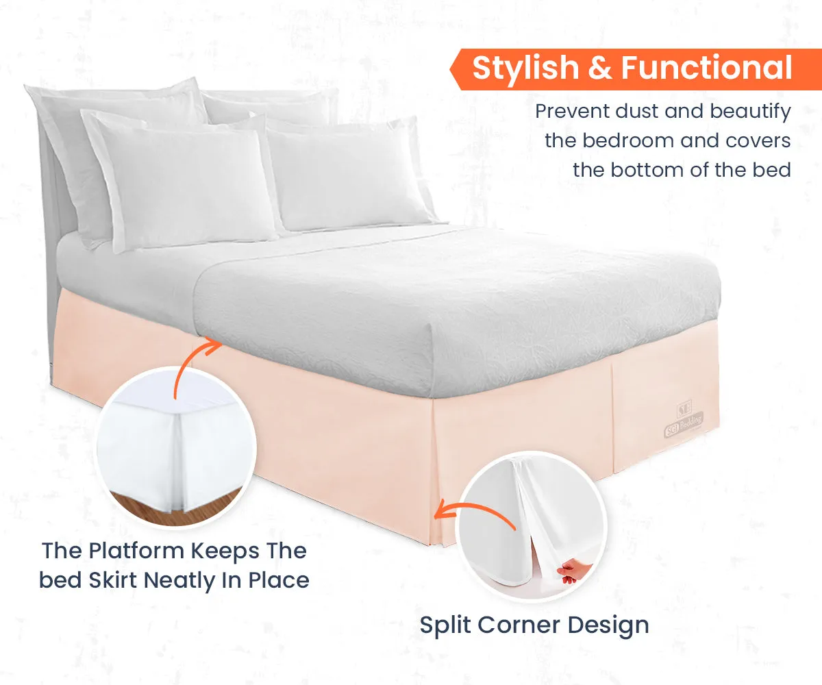 PEACH PLEATED BED SKIRT