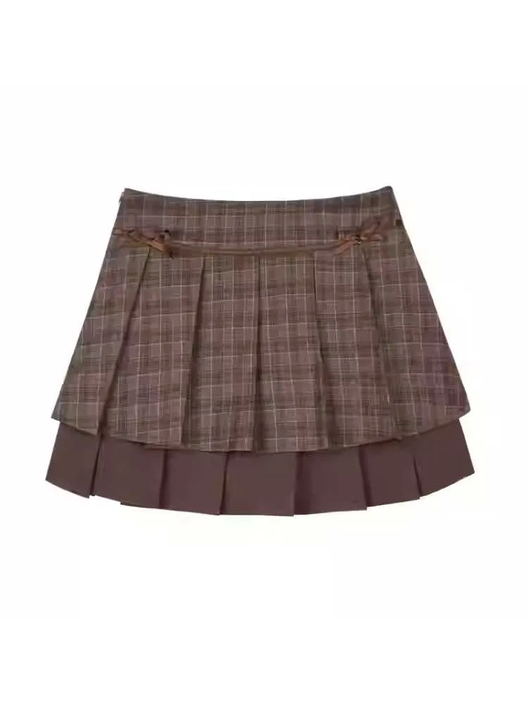 Plaid pleated skirt【s0000010673】