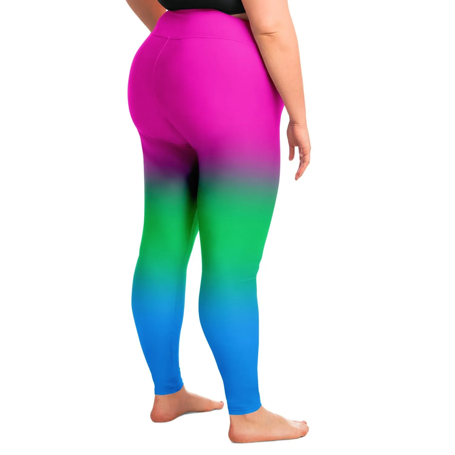 Polysexual Pride Ombre High-Waist Plus Leggings
