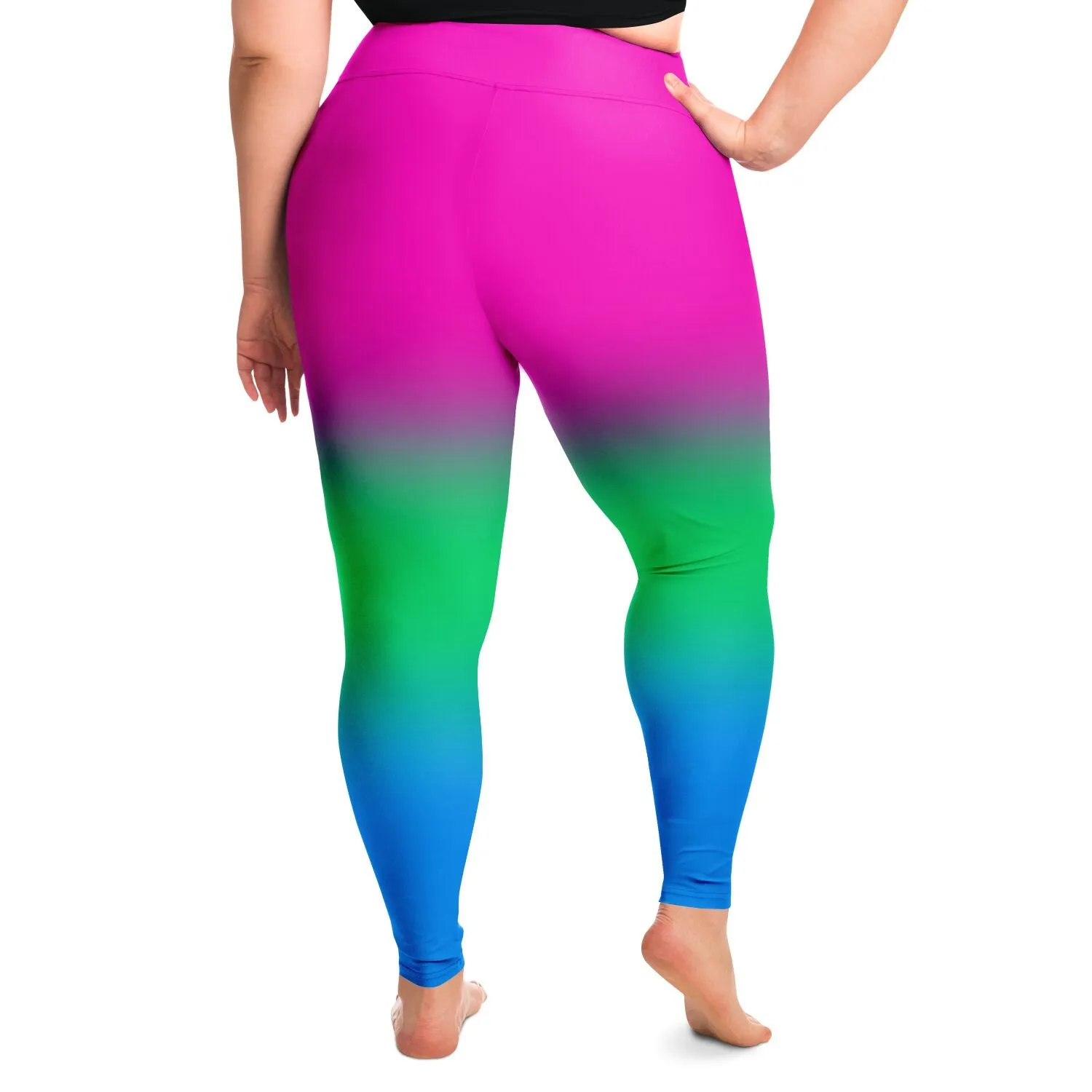 Polysexual Pride Ombre High-Waist Plus Leggings