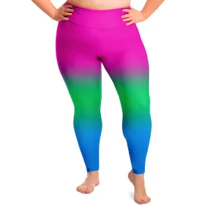 Polysexual Pride Ombre High-Waist Plus Leggings