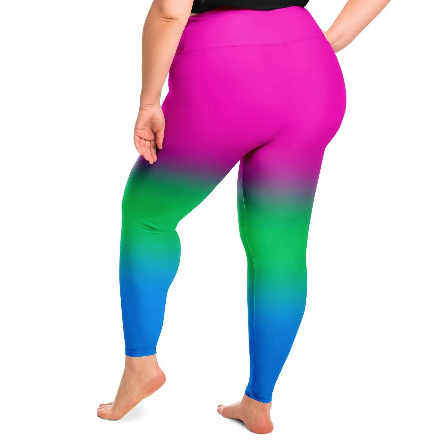 Polysexual Pride Ombre High-Waist Plus Leggings