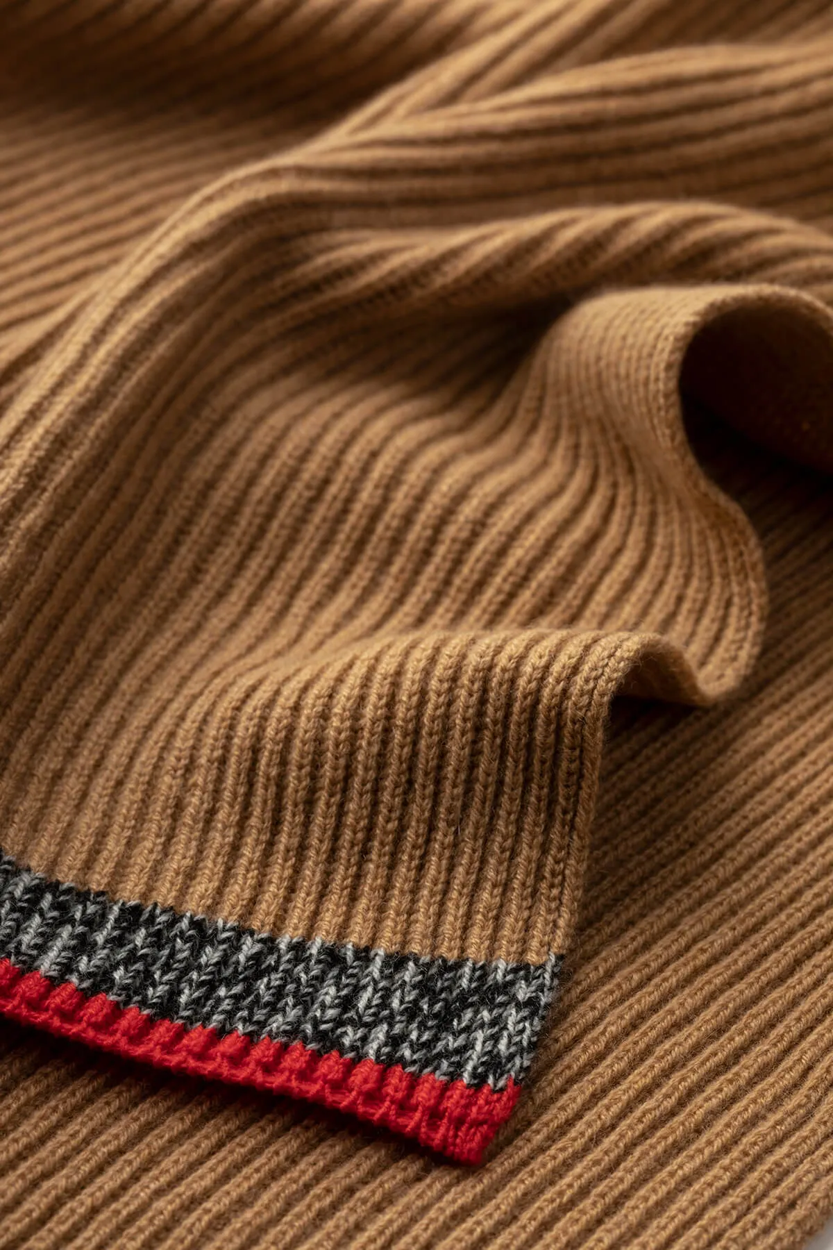 Ribbed Cashmere Tipping Scarf