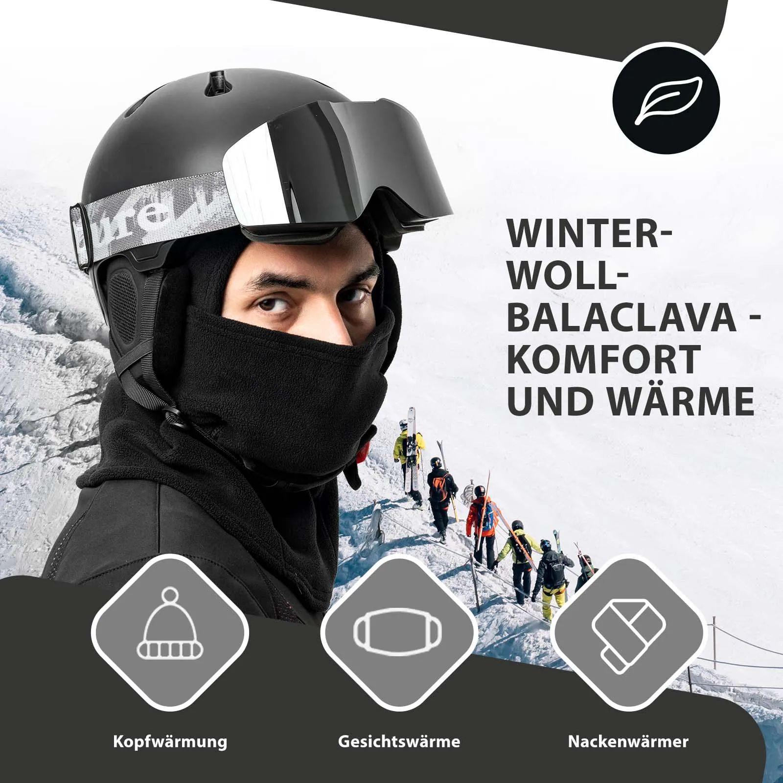 ROCKBROS Balaclava Winter Skimaske Warm Sturmmaske Unisex Einheitsgröße