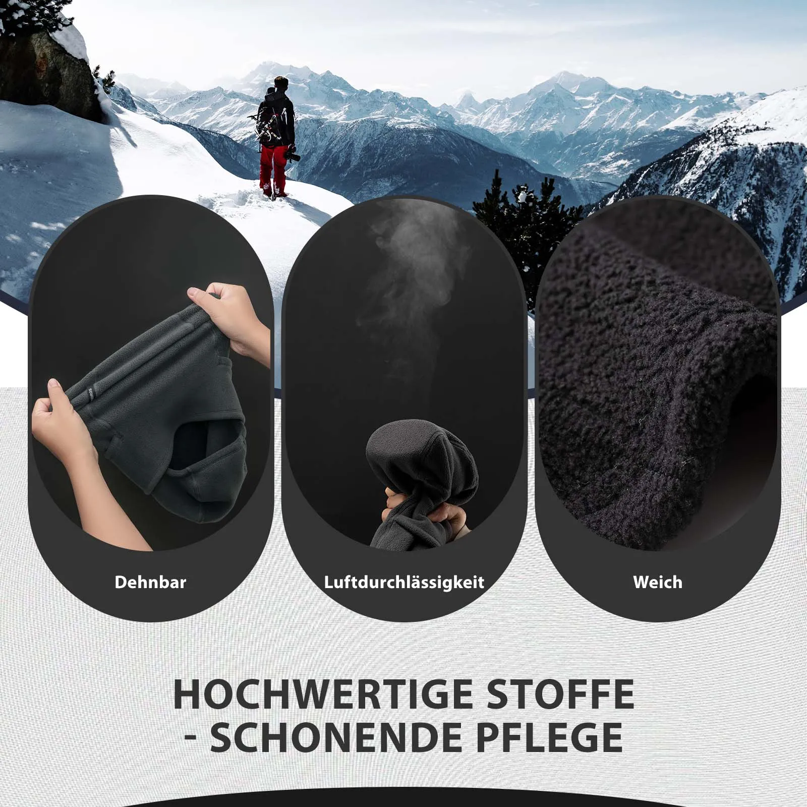 ROCKBROS Balaclava Winter Skimaske Warm Sturmmaske Unisex Einheitsgröße