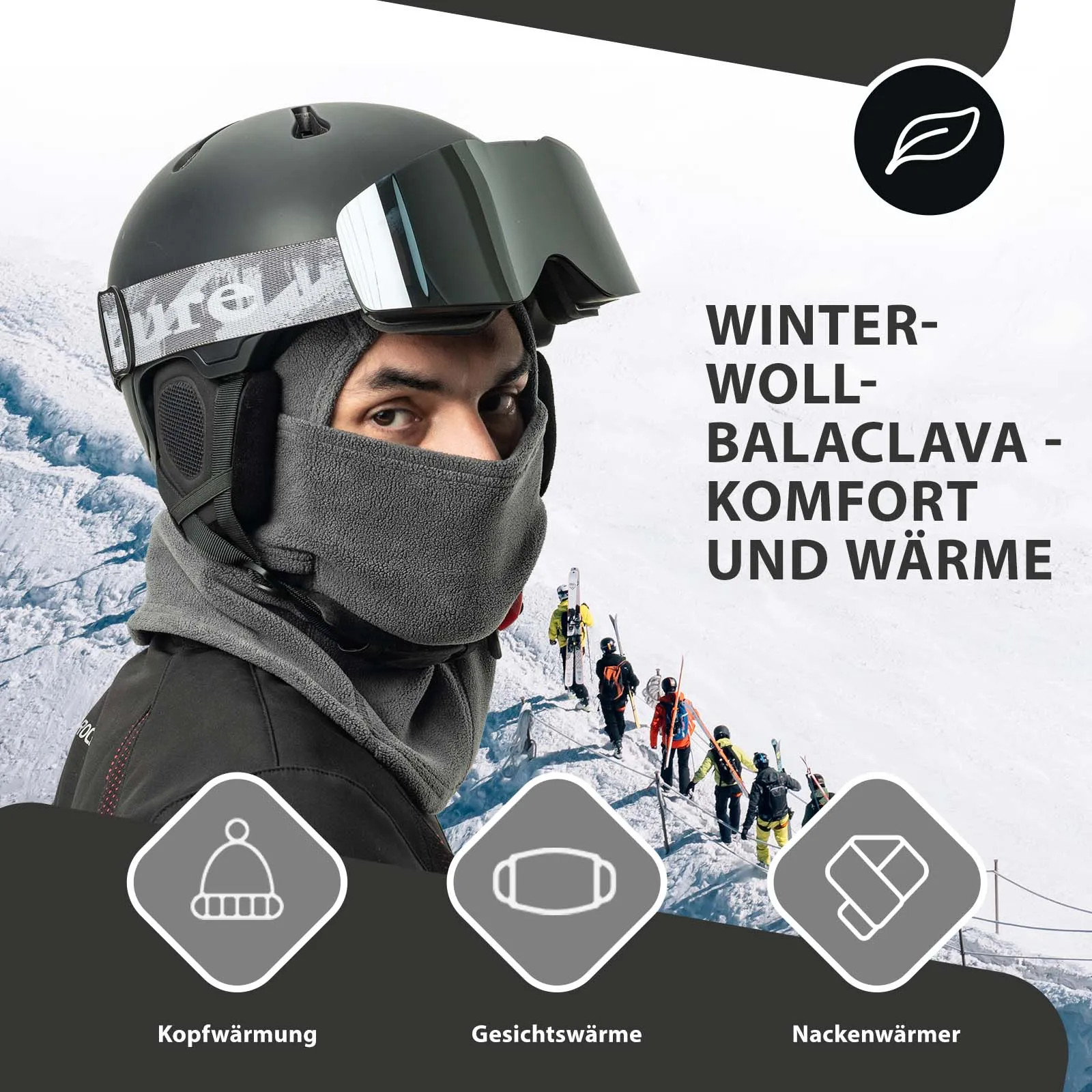 ROCKBROS Balaclava Winter Skimaske Warm Sturmmaske Unisex Einheitsgröße