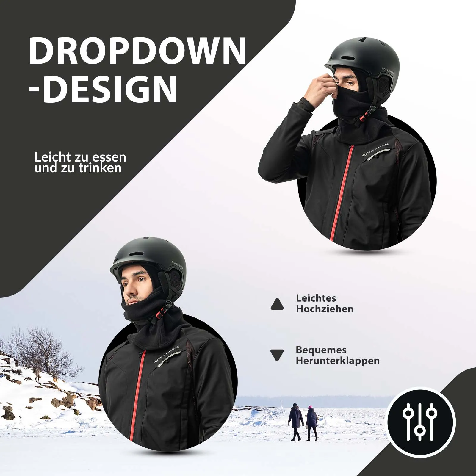 ROCKBROS Balaclava Winter Skimaske Warm Sturmmaske Unisex Einheitsgröße