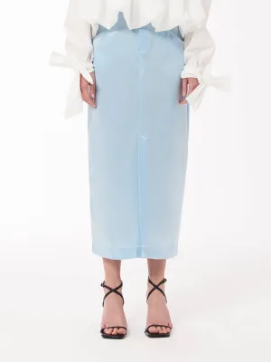 Satin Midi Skirt in Baby Blue