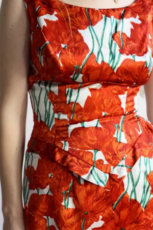 Satin Poppies Dress