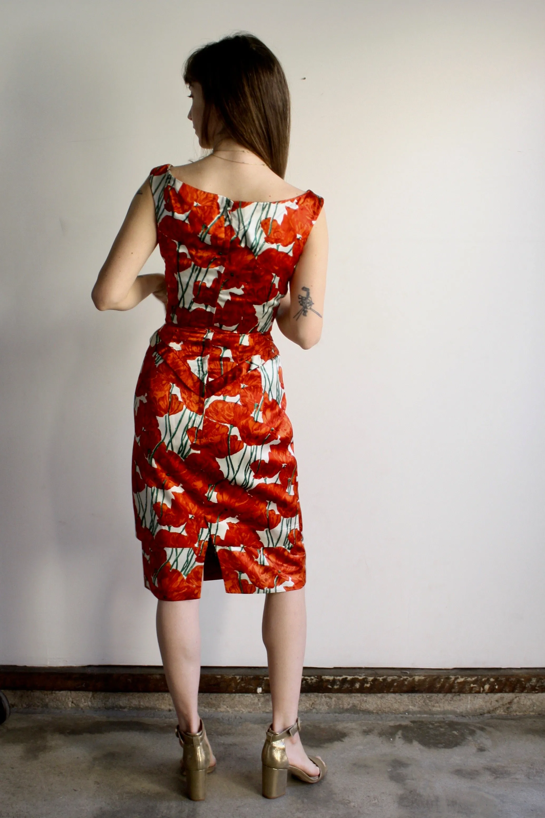 Satin Poppies Dress