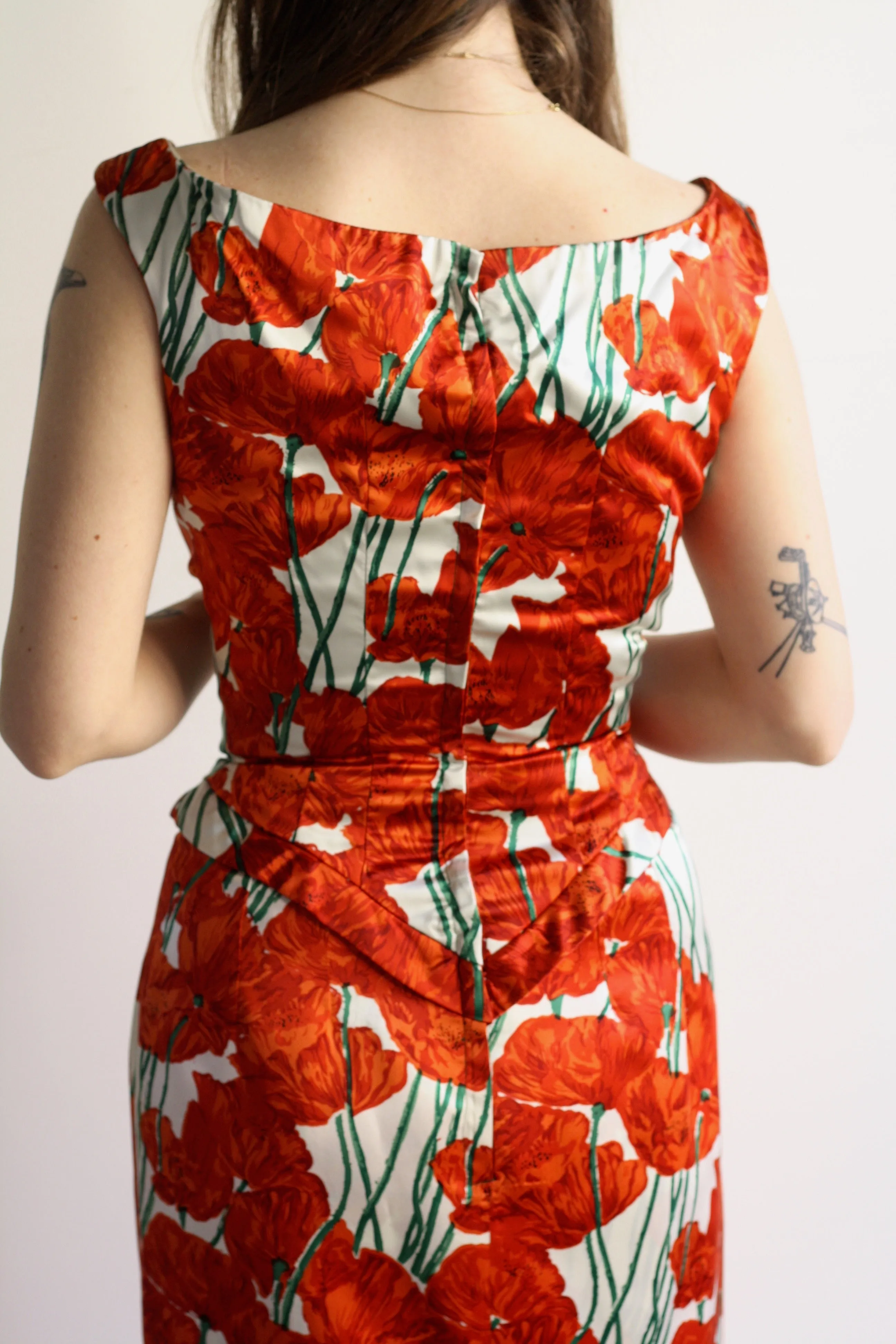 Satin Poppies Dress