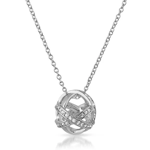 Silver CZ Modern Sphere Pendant Necklace Set