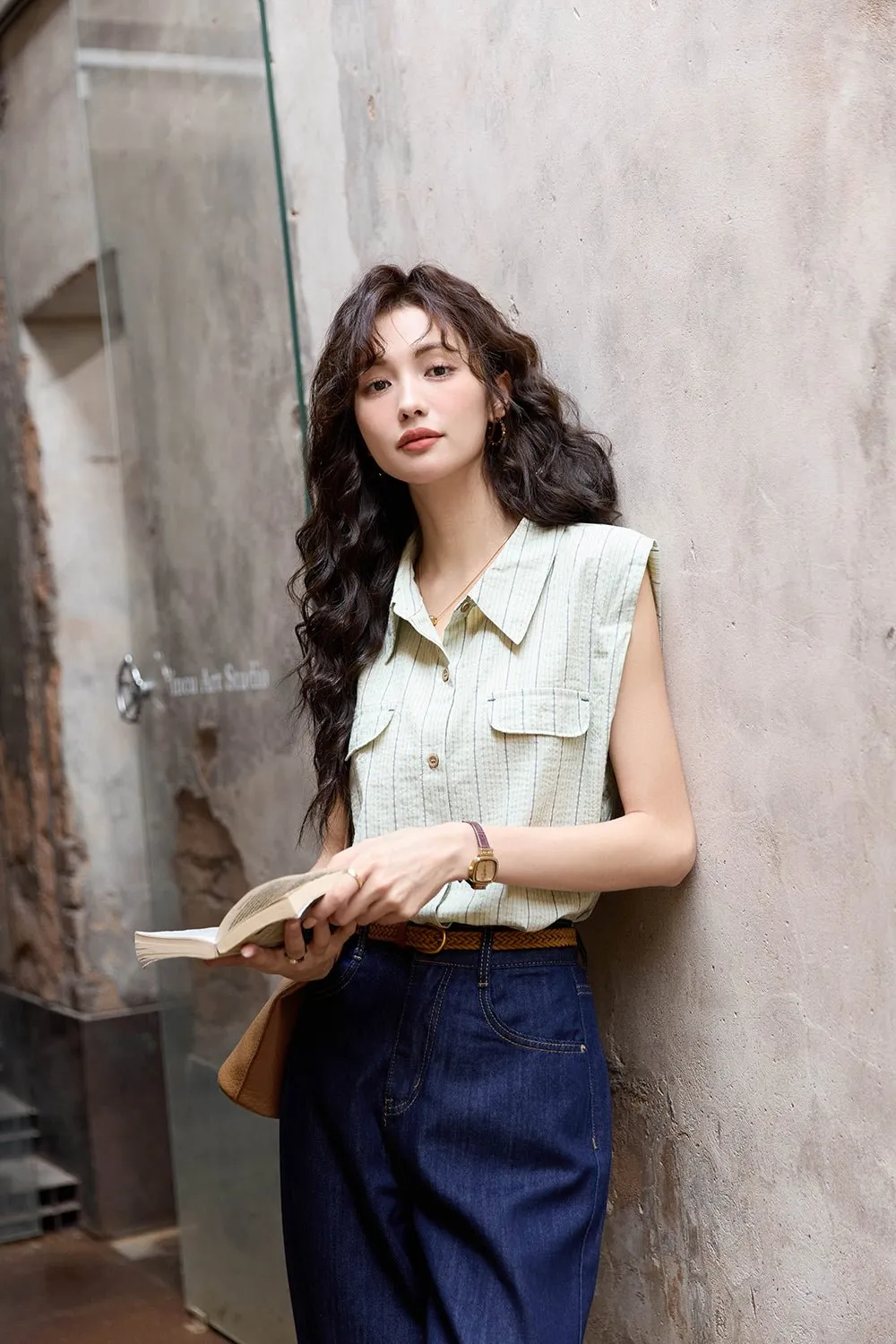 Sleeveless Stripe Shirts for Women