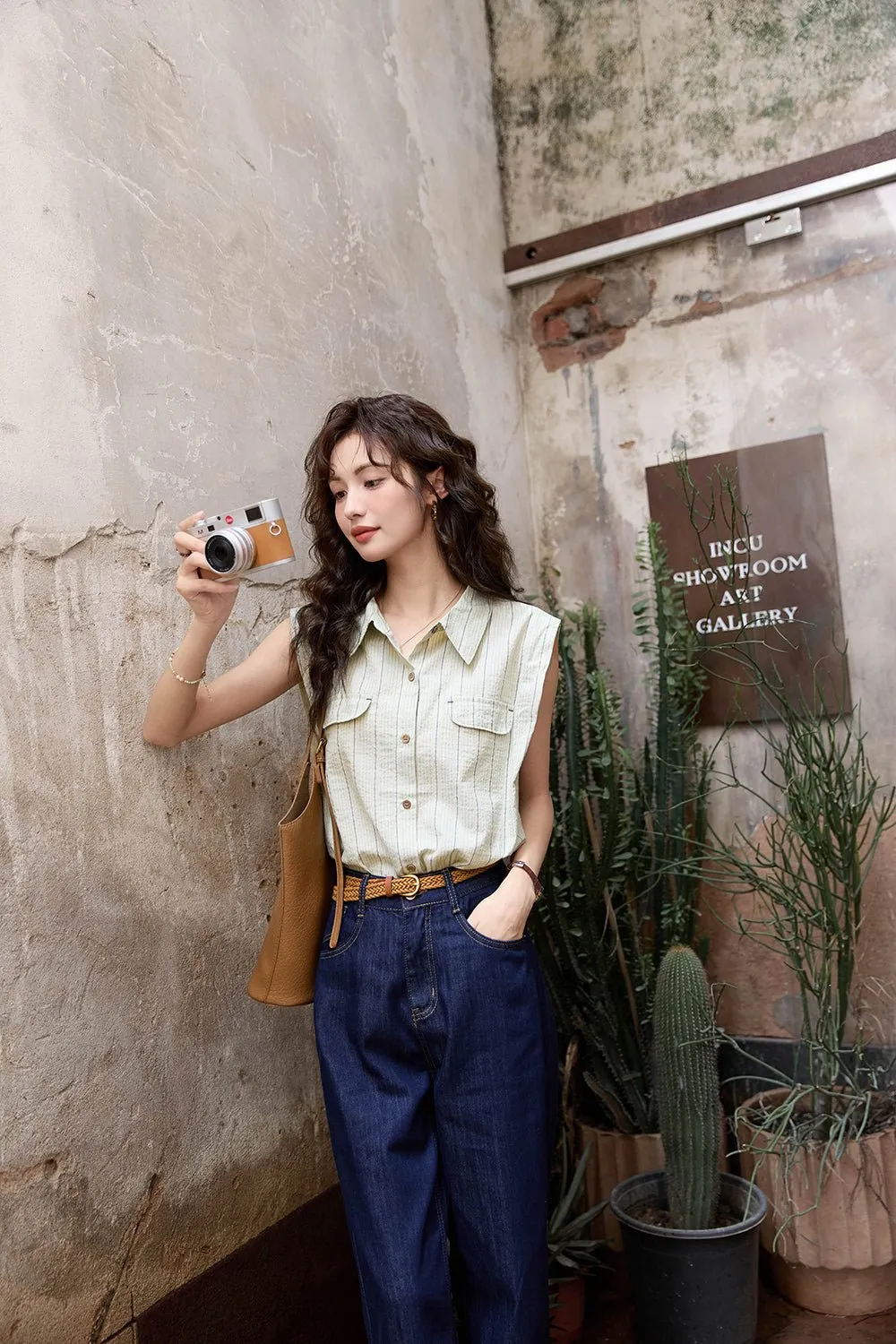 Sleeveless Stripe Shirts for Women