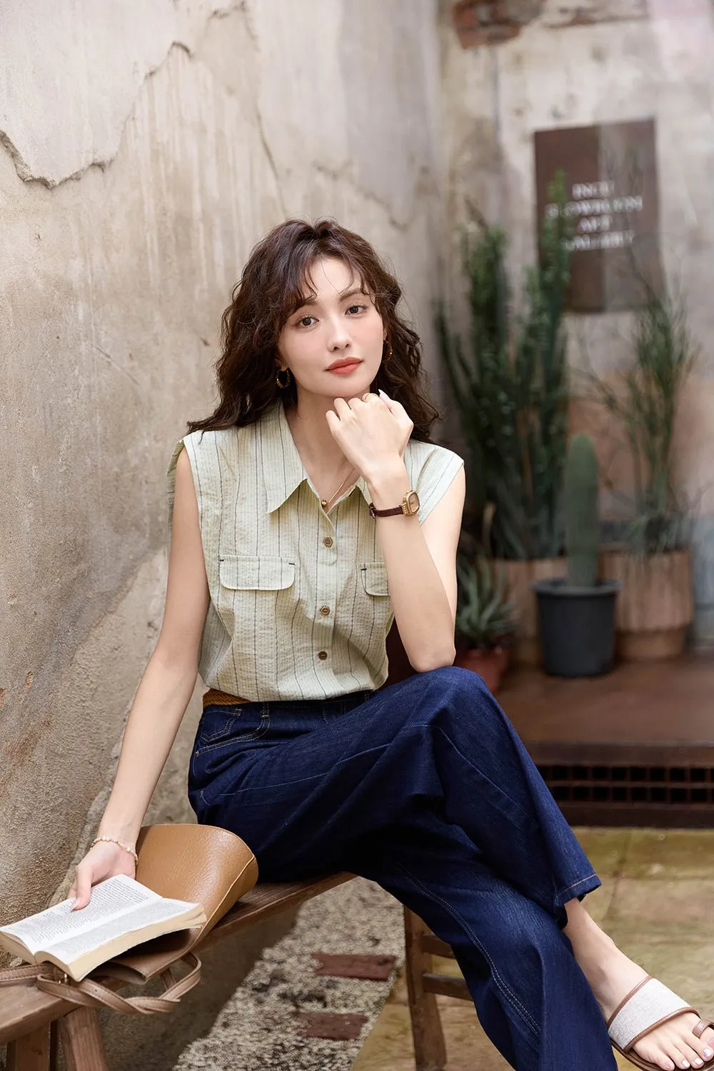 Sleeveless Stripe Shirts for Women