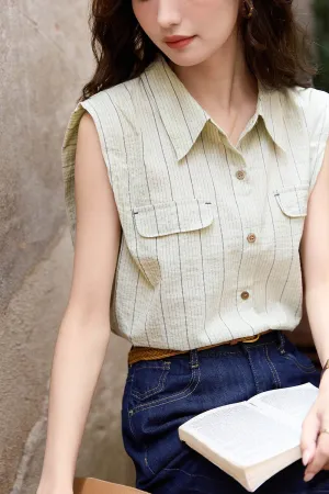Sleeveless Stripe Shirts for Women