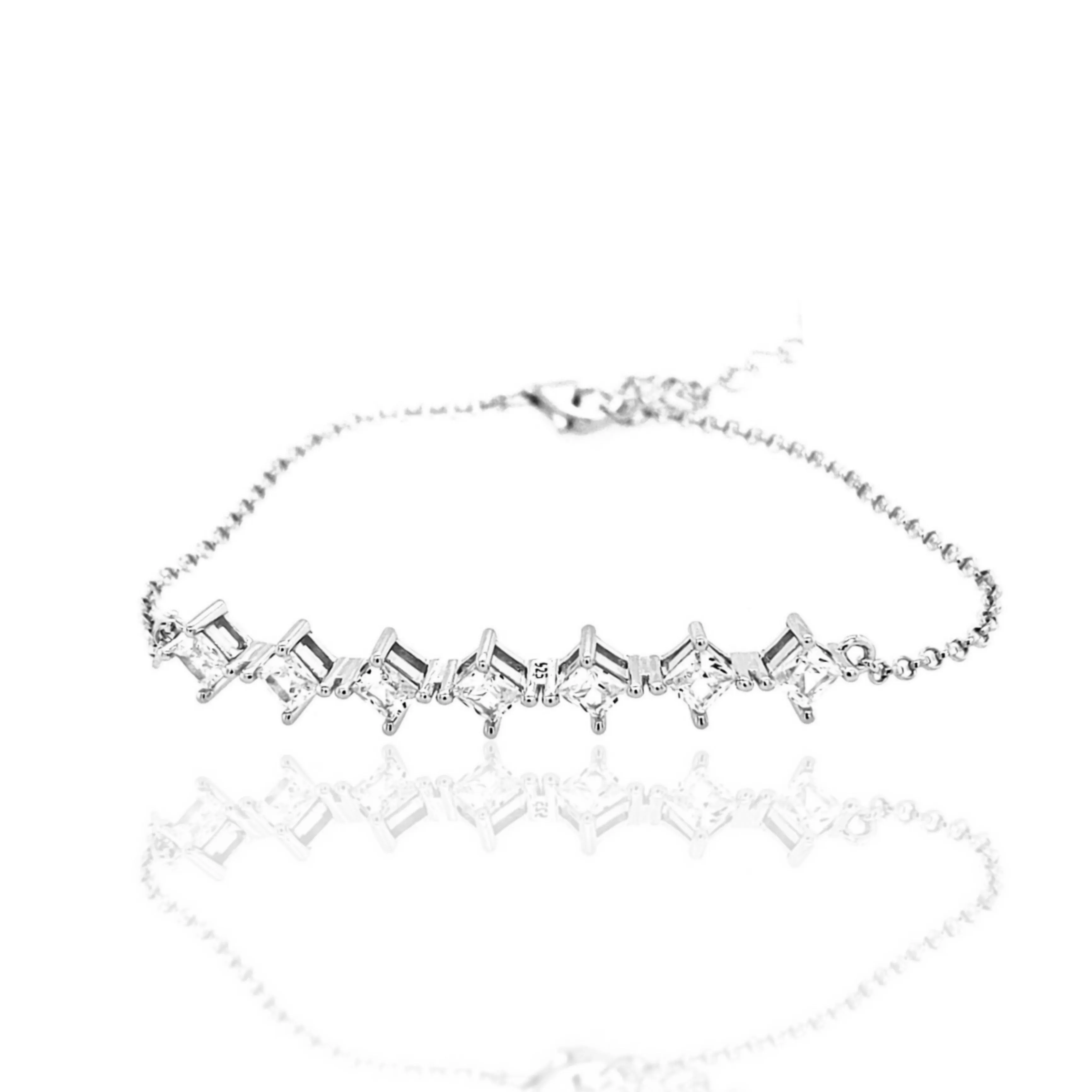 Sterling Silver Bar CZ Bracelet