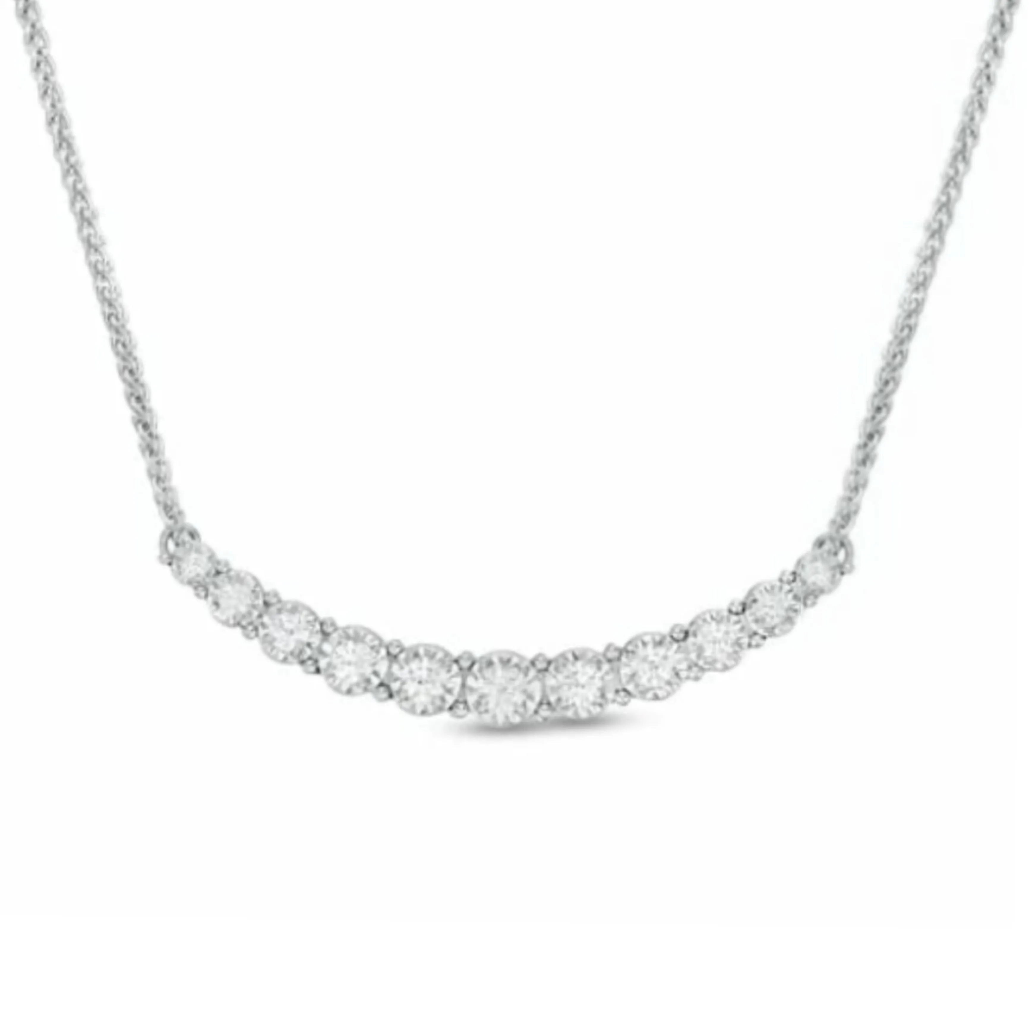 Sterling Silver Graduated Curved Bar Necklace