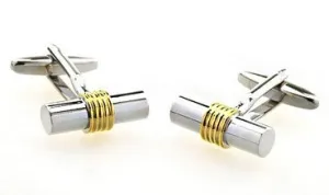 Stockton Silver & Gold Rhodium Plated Cufflinks