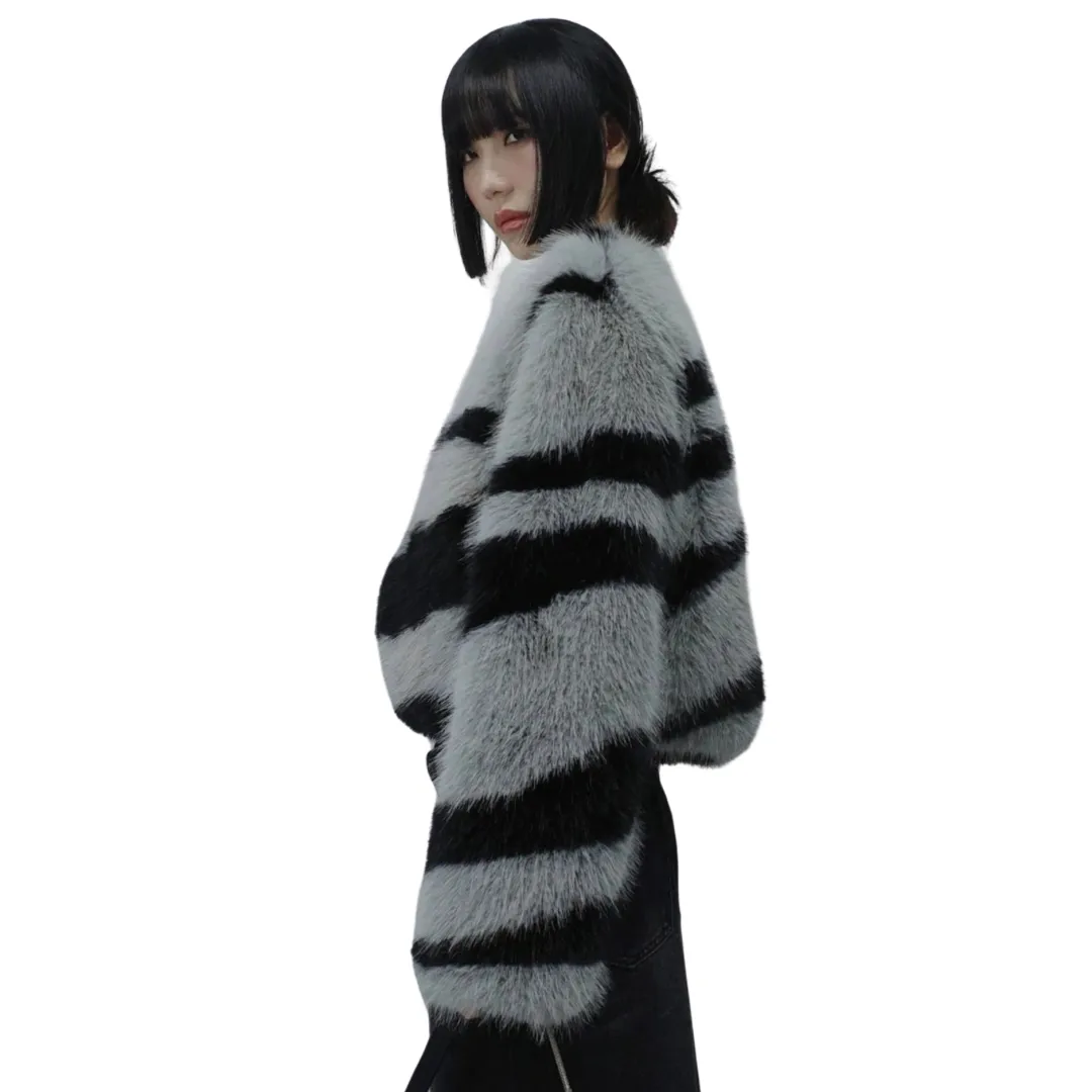 Striped Fur Coat