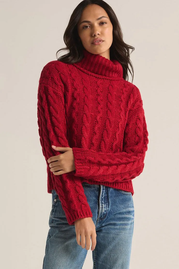 Tied to You Cable Knit Turtleneck