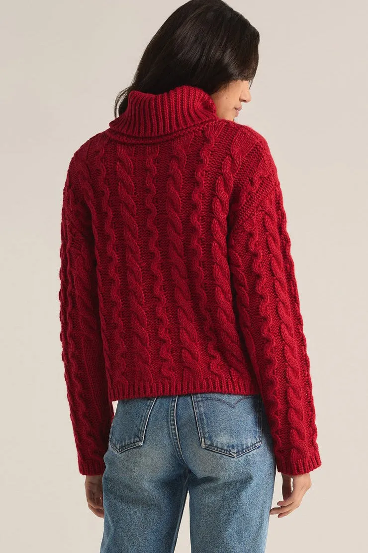 Tied to You Cable Knit Turtleneck
