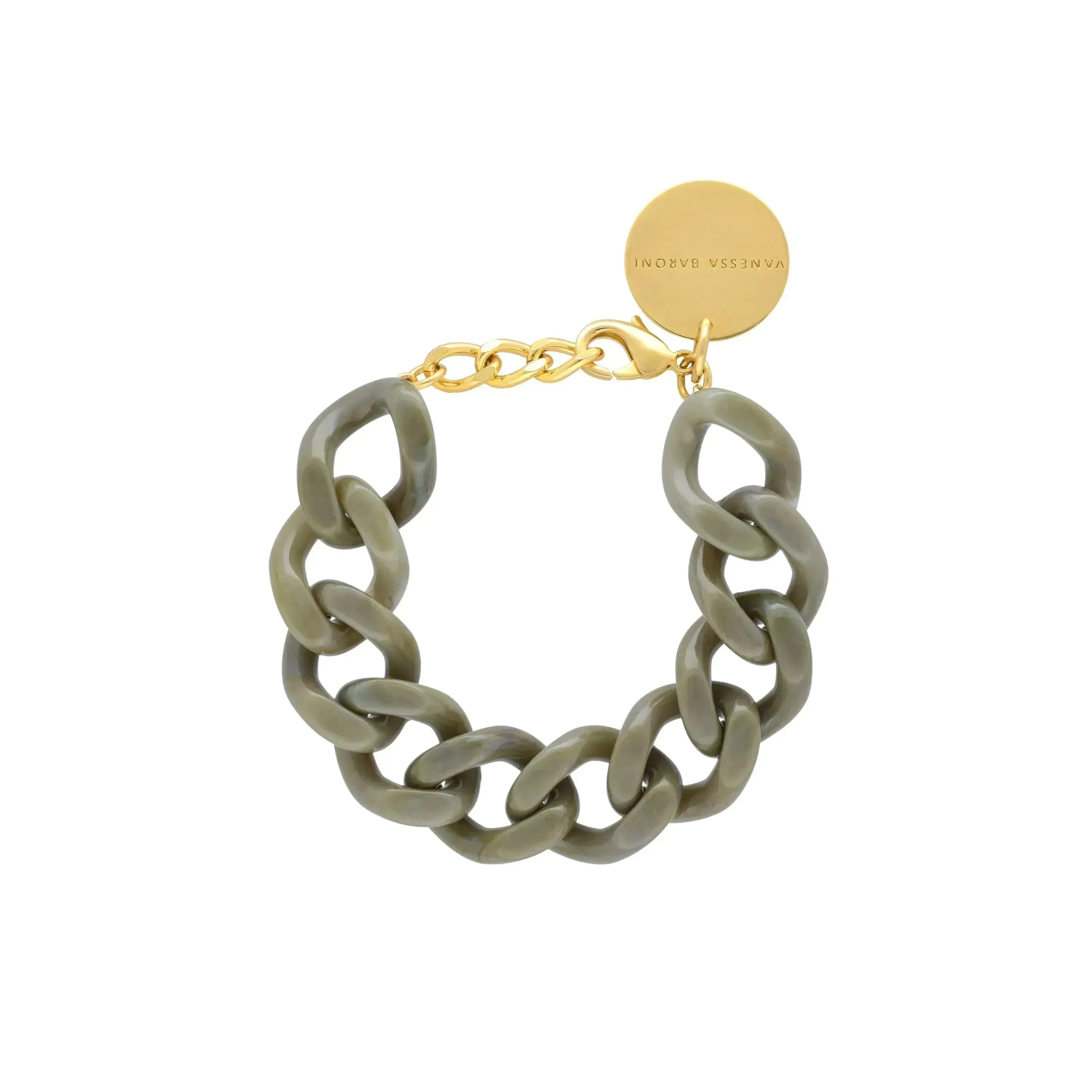 Vanessa Baroni Flat Chain Bracelet Light Olive Marble