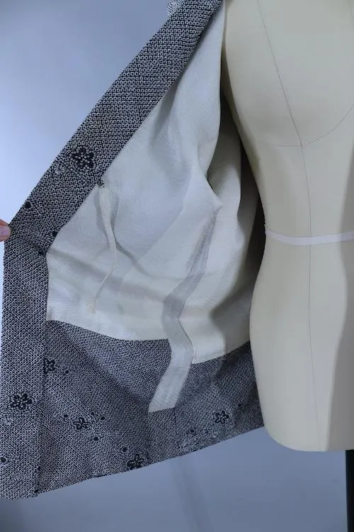 Vintage 1960s Silk Kimono Cardigan / Slate Grey Shibori