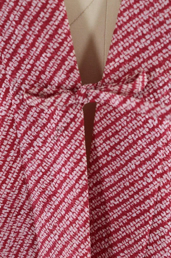 Vintage Maroon Shibori Print Kimono Jacket